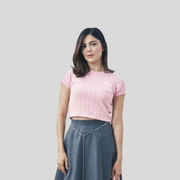 디올 케이블 니트 반팔