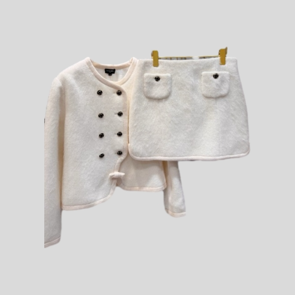 샤넬 퍼지 코트 스커트 세트