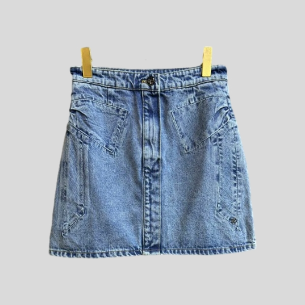 샤넬 보타이 데님 미디 스커트