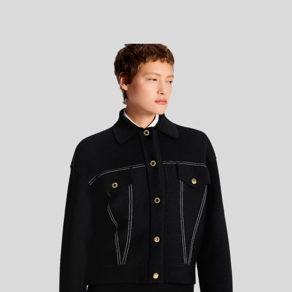 루이비통 데님 이펙트 니트 재킷