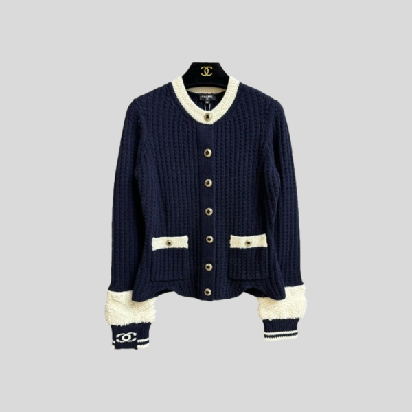 샤넬 컬러블록 니트 가디건