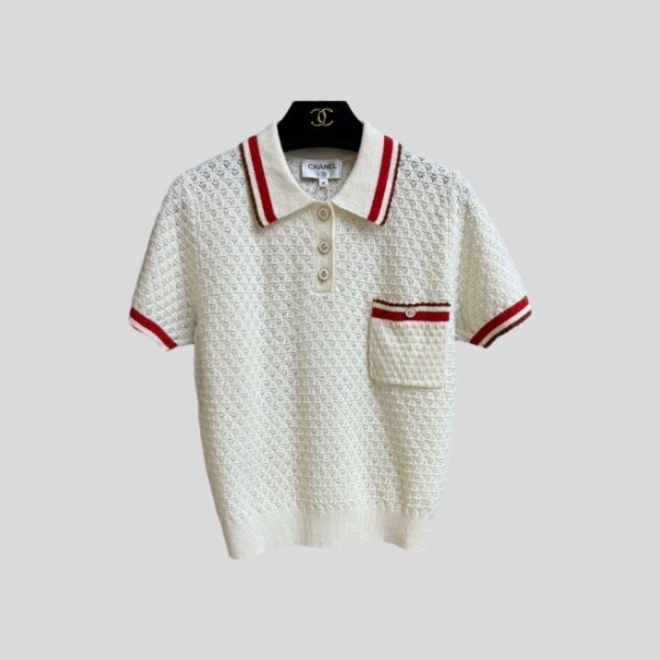 샤넬 니트 반팔 셔츠