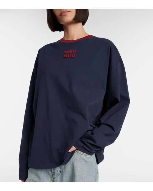 미우미우 코튼 긴팔 티셔츠