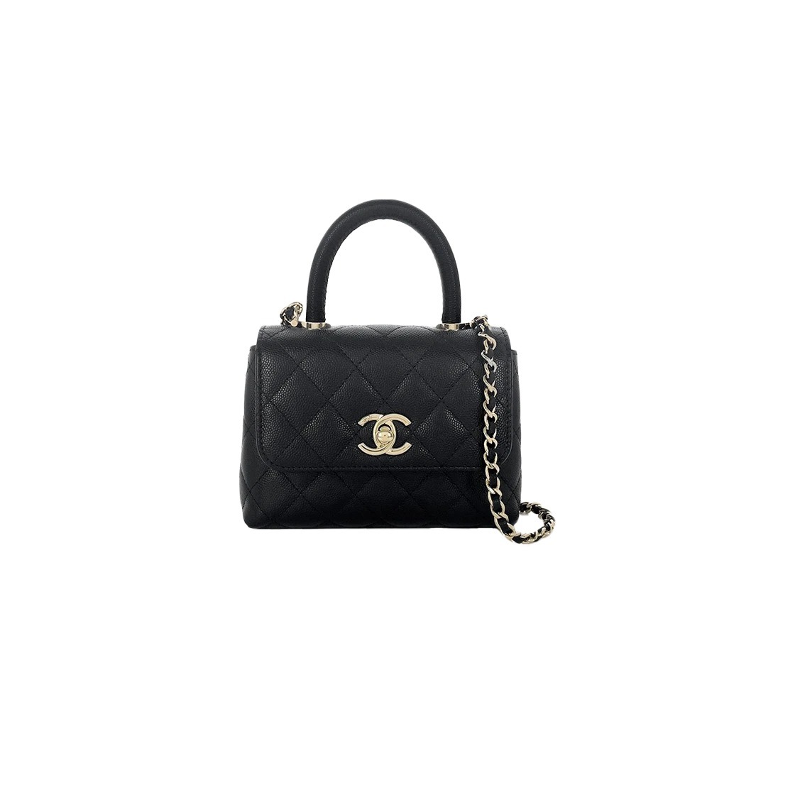 샤넬 코코핸들 미니 그레인드 카프스킨 블랙