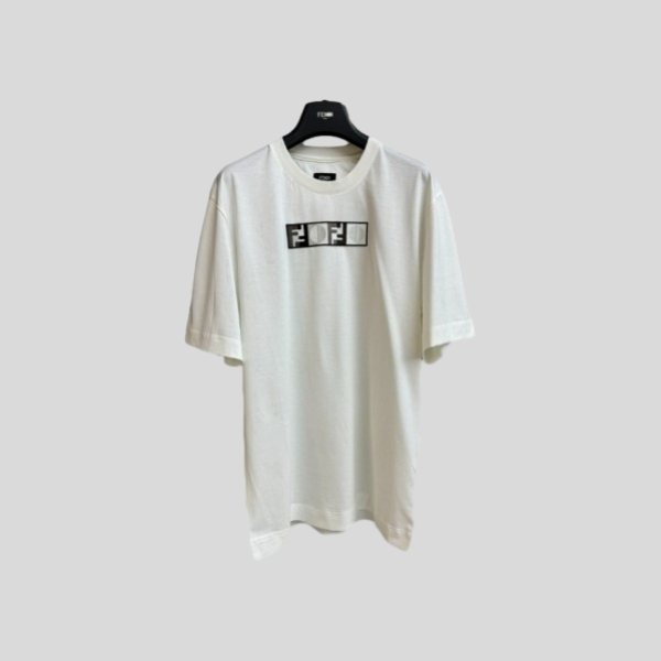 펜디 화이트 코튼 티셔츠