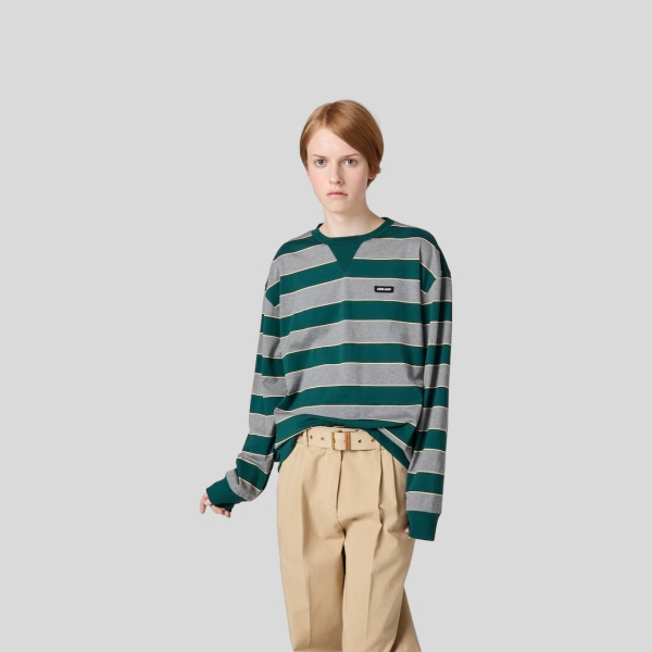 미우미우 스트라이프 저지 스웨트셔츠