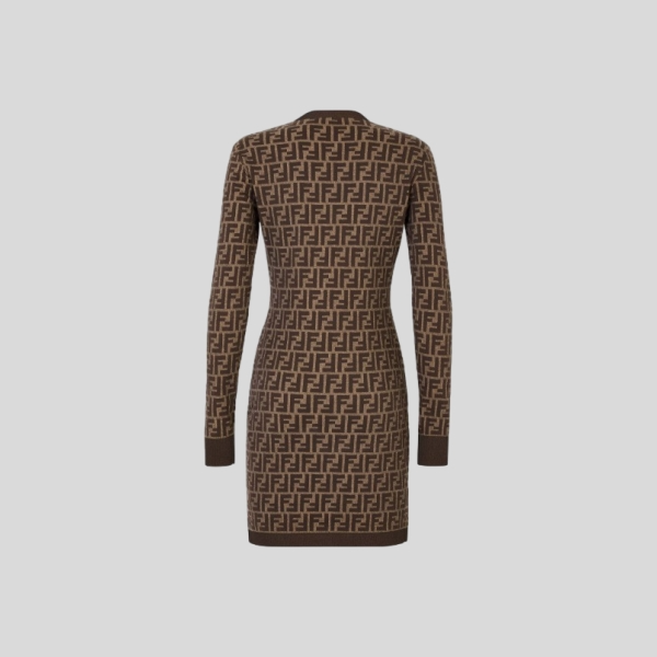 펜디 브라운 FF 코튼 쇼트 드레스